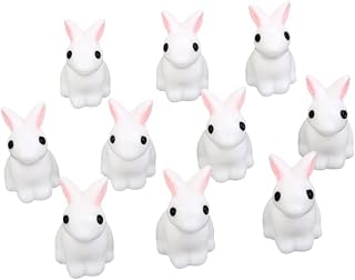 FONDOTIN Miniatura de Coelhinhos 10 peças Miniatura Coelhinhos Desktop Mini Coelho Páscoa Decorações Minúsculos Desktop Decoração Animal de Mesa Estatueta Modelo Top Hat Conjunto Doméstico Mini