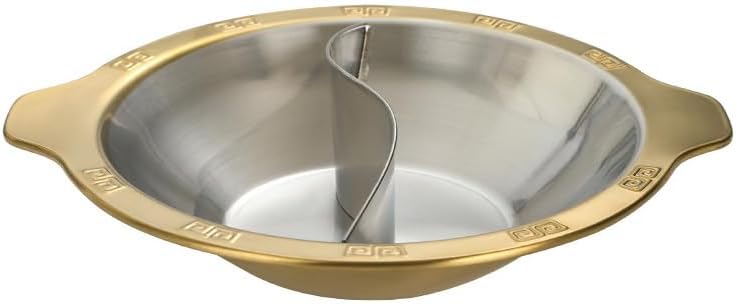 Hot Pot Cooker, Stainless Steel Double-Flavor Pot with Divider for Parties and Gatherings ，Silver-36cm