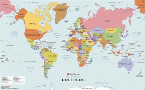 World Map with Countries in Spanish - Compact - 26