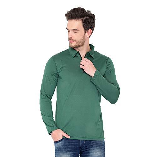 Image of Men's Cotton Blend Full Sleeve Zip Neck Polo T-Shirt (Pack of 1)
