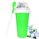 Slushie Maker Cups, Magic Quick Frozen Smoothies Cup for Homemade Milk Shake Ice Cream Maker, Cooling Cup, Double Layer Squeeze Slushy Maker Cup, Birthday Gifts for Friends,Family (Green)