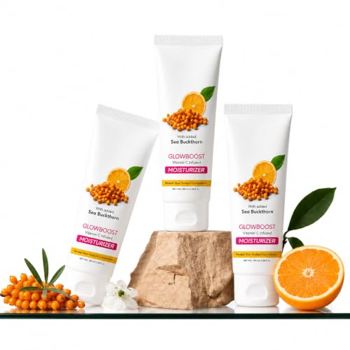 Image of Vitamin C Moisturizer | Vitamin E & Seabuckthorn | Lightweight, Oil-Free Face Moisturizer | Brightening & Deep Hydration | With Niacinamide & Shea Butter | For All Skin Types Men & Women | 100 ml Pack pf 3