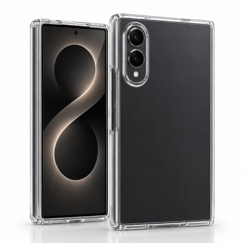 Image of amazon basics Transparent Clear Case for Samsung Galaxy Z Fold 8, Slim Shockproof Hard PC Back Protection Cover (Clear)