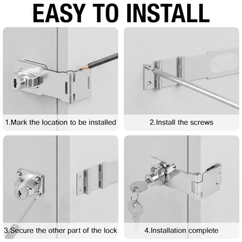 Image of 3.15 Inch Zinc Alloy Double Hinge Hasp Latch Locks with Keys, 1 Pack