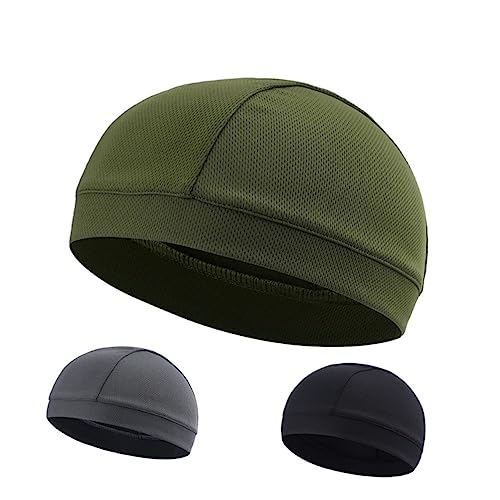 Holibanna Skull Quick Dry Cycling Cap for Men Women High Elasticity Sweatband Beanie for Outdoor Sports Army Green Moisture Wicking Comfortable Under Helmet