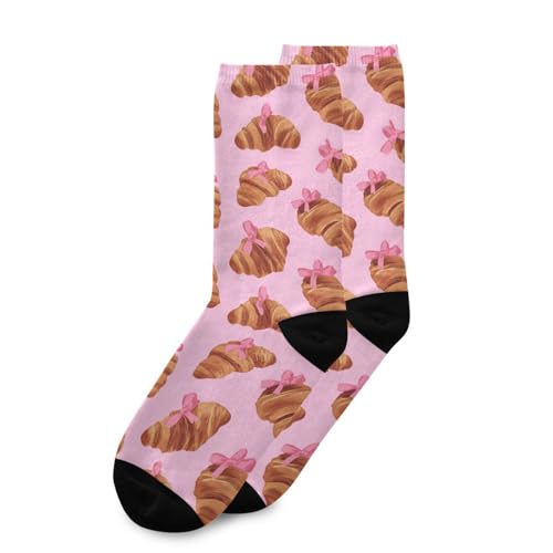 Wusikd Pink Croissants Socks for Women and Men Long Socks for Athletic Running 13