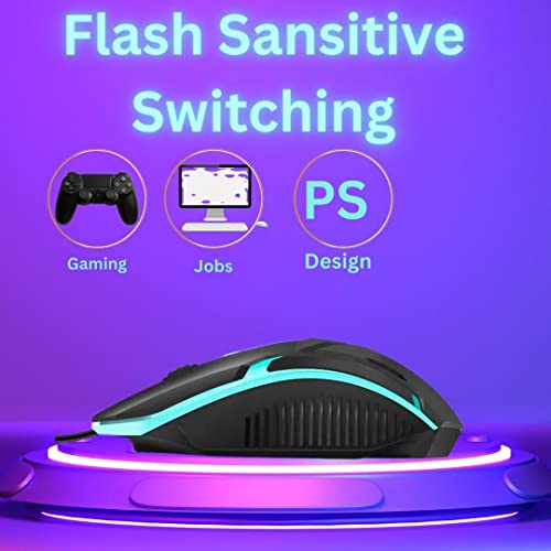 Image of COOLCOLD STGAUDRON, Gaming Mouse | Wired USB 2.0 Optical, RGB Mouse | 4 Colors LED Backlight up to 1200 DPI, Ergonomic Design Mouse for Laptop, PC & Gamer (Black)