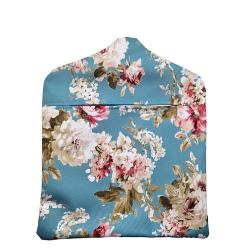 Jolee... Fabrics Water Repellent Peg Bag for Washing Line with Hanger, Outdoor Fabric Iron Peg Bag for Water Resistance and Durability (English Rose Duck Egg)