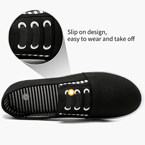Witwatia Women’s Slip On Shoes White Canvas Sneakers Slip On Tennis Shoes Womens Casual Walking Shoes For Running,Hiking,Working(Black,Us9) #TOP2