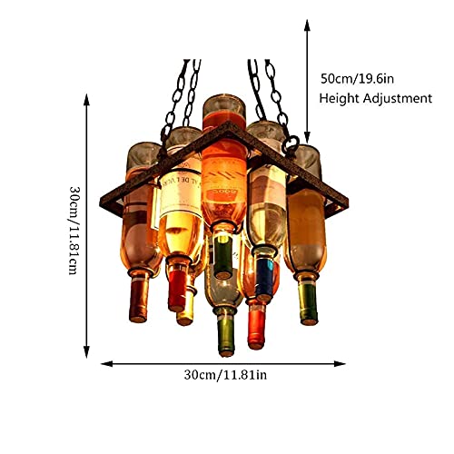 Vintage Retro Wine Bottle Lamp Chandelier Colored Glass Pendant Light Chain Hanging Lights Height Adjustable Cafe Loft Restaurant Kitchen Island Bar E27 Edison Ceiling Lamp #TOP6