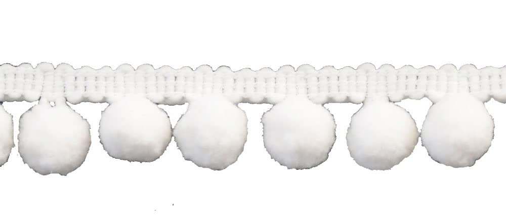 Belagio Enterprises 1 1/4-Inch Pompom Fringe (10 Yard Roll) | BP-101-27 White