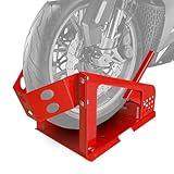 Jack Boss バイクスタンド フロントホイールチョック メンテナンススタンド 1800lbs / 816kg タイヤ幅150mm以下 12穴サポー前部タイヤ スタンドチョック リフト 転倒防止 レッド