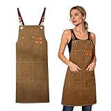 YZDZSW KochschüRze Herren und Damen, Küchenschürze mit 3 Taschen und Verstellbarem Riemen Wasserabweisende ArbeitsschüRzen für Back Grill Arbeits Malerei Friseur