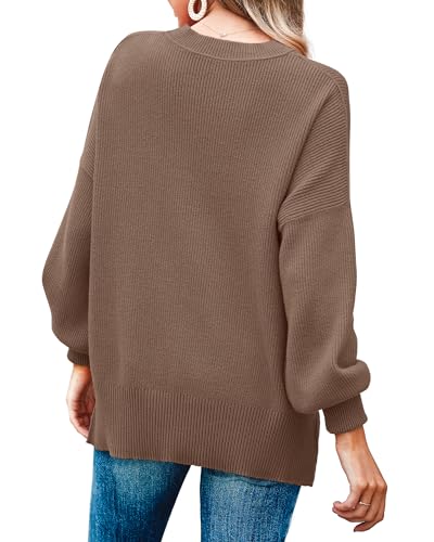 Image of Imily Bela Womens Oversized Tunic Sweaters Fall Slouchy Long Sleeve Ribbed Knit Side Slit Pullover Jumper