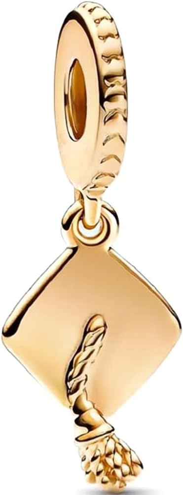 ゴールド卒業キャップダングルチャームフィットレディースブレスレットネックレスファッションギフト925スターリングシルバーDIYジュエ