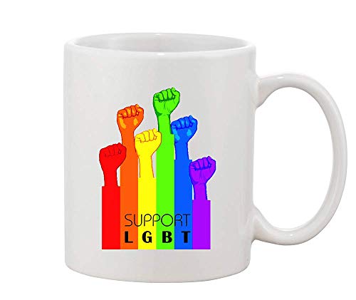 SUPPORT LGBT Fists Power White Ceramic Coffee And