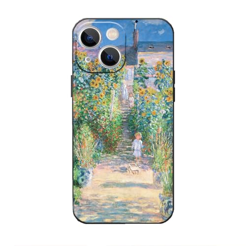 Artizgcase Phone Case for iPhone 14, The Artist's Garden at Vétheuil by Claude Monet Sunflower Plant Nature Art Pattern Phone Cover