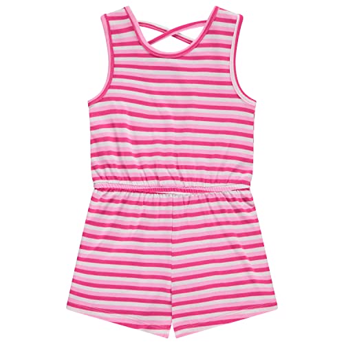 Btween 3-Pack Girls' Jumpsuits & Rompers, Sleeveless & Flutter Sleeve One Piece Overall Suit, Stripe/Floral/Heart/6-6X #TOP1