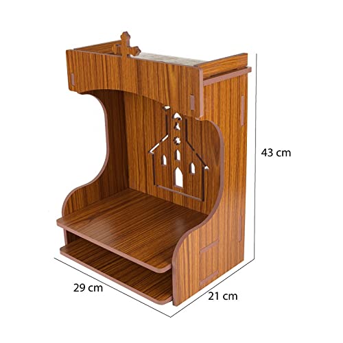 Krupasadhya Wooden Art Mini Temple for Home and Offfice Wall Mounted, Hanging Pooja Mandir Decoration Shelf (451T) 4