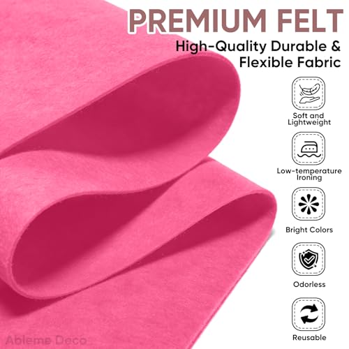 Image of Soft Felt Fabric Sheet 18 inch x 36 inch, 1.6mm Acrylic Craft Felt, Neon Pink | Soft Thick Felt by The Yard, Large Precut Sheet, Nonwoven Fabric for Sewing DIY Crafts, Classroom & Home Decor