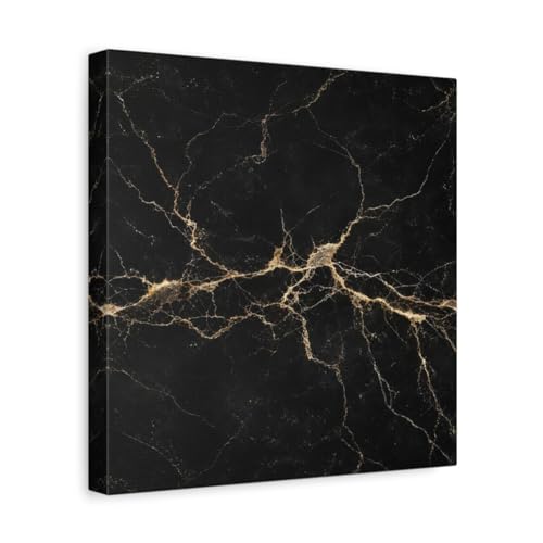Toile canvas marbre noir et or 30x30 cm pour deco de salon moderne