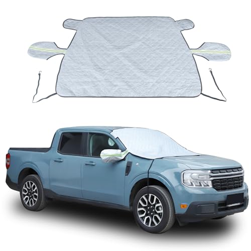 Image of Windshield Snow Cover Fit for Ford Ranger Maverick 2022-2024, Front Windshield Cover for Ice and Snow, Extra Thick Windshield Ice Cover Protect from Rain, Sun, Frost(Silver)