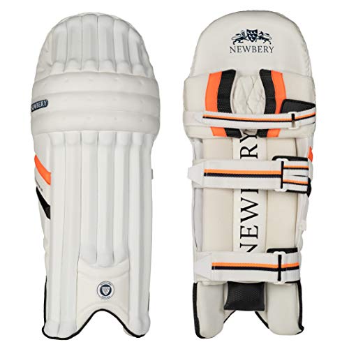 Newbery Cricket The Master 100 Almohadillas para Críquet, Unisex-Youth, Blanco/Naranja, Tamaño Pequeño Cover