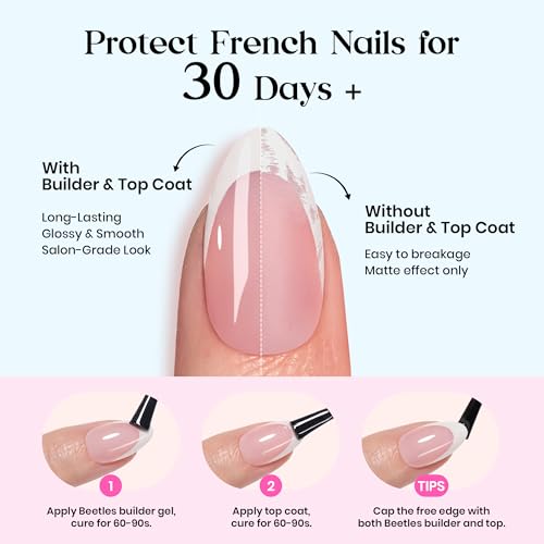 Image of Beetles Summer Press On Nails 224 Pcs 7 Colors, French Tip Nails Short Almond Classic Fake Nail Tips, Rainbow Soft Nail Gel False Nails Art DIY for Women