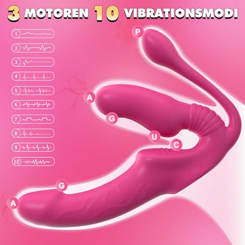Dildo Vibrator Sex Spielzeug für die Frau Klitoris G-Punkt mit 10 Vibrationsmodi, Dreiköpfiger Dildos Vibration für Frauen und Lesbische mit Fernbedienung – Bild 4