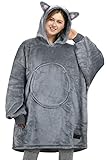 Catalonia Cat Wearable Hoodie Blanket Sweatshirt, Oversized Comfortable Hooded Pullover Jacket for...