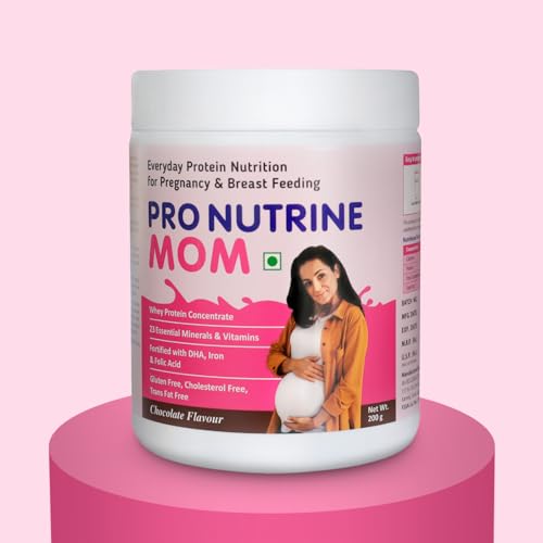 Image of PRO NUTRINE Mom Protein Powder for Pregnant Women | Chocolate Protein for Women | Sugar-Free Maternal Nutrition for Pregnancy & Breastfeeding | Premium Whey Protein for Lactating Mothers - 400g