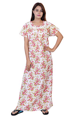 Image of Women's Cotton Block Print Knee Length Nighty
