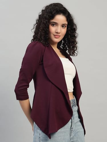 Image of Cotton Blend Women's Single Breasted Relaxed Fit Shawl Collar 3 /4 Sleeve Blazer