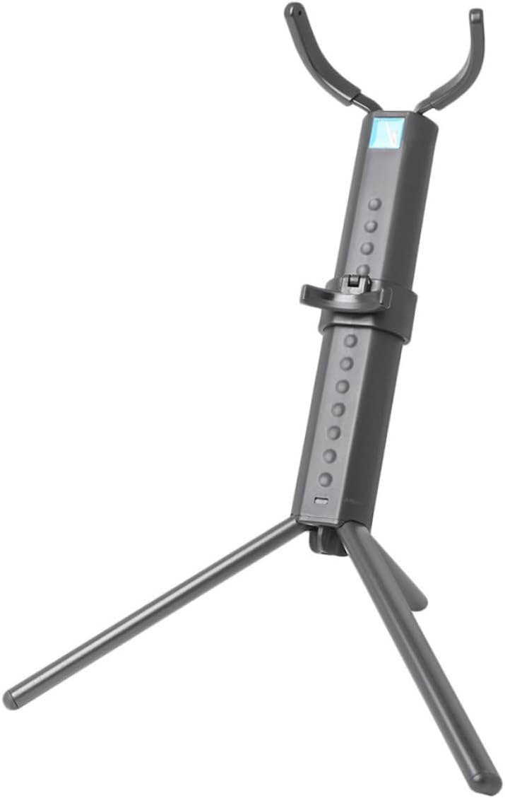 INOOMP Portable Tenor Saxophone Stand Folding Sax Display Rack Non-skid Black Saxophone Accessory with Blue Case for Desktop Instrument Storage