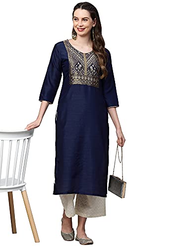 Image of INDO ERA Women's Cotton Solid Straight Kurta(KT4BR2760)