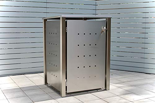 Kirchberger Metal Bin Box 120 Litres Stainless Steel 1 Box Lockable Handle with Mounting Set Folding Roof