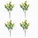 HANTURE 4 PCS Artificial Lemon Plants Branches 14Inch Faux Yellow Lemon Branch Stems with Green Leaves Simulation Fruit Fake Lemon Tree Picks Props for Home Weddng Party Decor