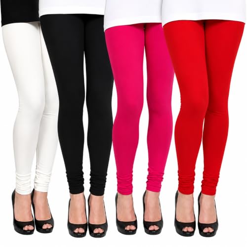 Image of DO IT Creation Women's Cotton Regular Fit Leggings Multi Color Combo Pack of 4