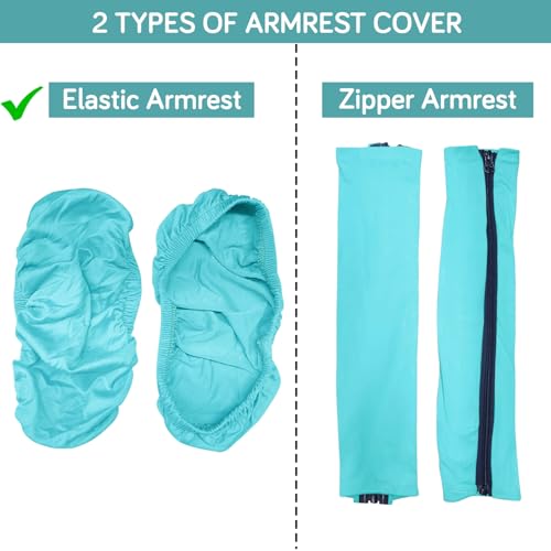 Image of HOKIPO 'SereneSolids' 140 GSM Armrest Covers for Office Chair (Elastic Style), 1 Pair, Sky Blue (AR-5933-SBLU)