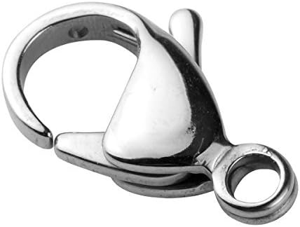 Tacool 100PCS Grade A 304 Stainless Steel Lobster Claw Clasps in Jewelry Bag for Jewelry Making Beads Necklace (Silver Tone, 8x13mm)
