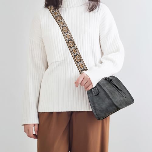 Image of Crossbody Bag for Women, Bohemian Vintage Purse with Wide Strap | Stylish Vegan Leather Design, Adjustable Shoulder Strap, Versatile for Daily Travel and Weekend, Ideal Gift Choice