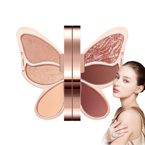 6-Color Eye Shadow Palette, Waterproof Matte and Shimmer Eyeshadow, Glitter Highly Pigmented Makeup for Women, Colorful Eye Cosm
