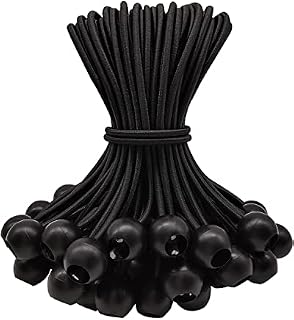 WMZOBH Bungee Cords with Balls 50 Piece, Tarpaulin Bungee Cords 6 Inch, Bungee Balls Small, Elastic Bungee Straps Short, Heavy Duty, Tie-Down, Adjustable Flag Bungees (Black)