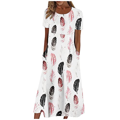 Kleider 60Er Jahre Stil Petticoat Kleid Kurz Blaues Kleid V-Ausschnitt Gestreifter Druck Swing Kleid A Linien Sommerkleid Kurzarm Maxikleid Damen...