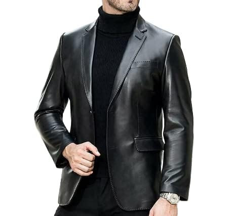 Men's Lambskin Leather Blazer Coat- Real Lambskin Leather Blazer for Men.