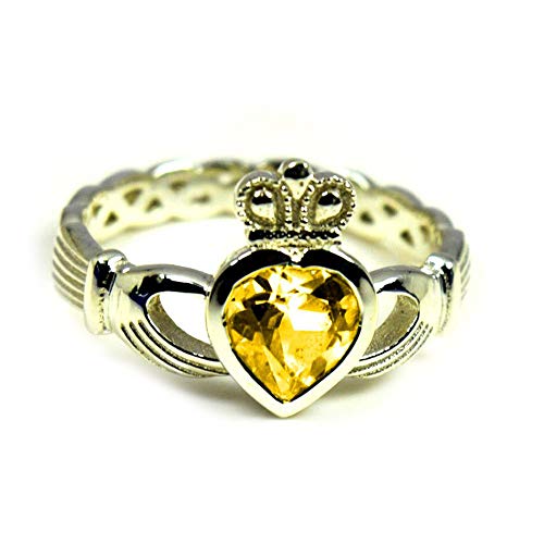 Image of Choose Your Color Natural Gemstone Irish Claddagh Silver Ring Friendship Love 55 Carat Brand Size 5 to 12