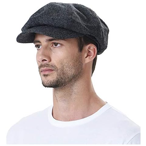 WITHMOONS Newsboy Hat Wool Felt Simple Ivy Cap SL3525 (Black) Cover
