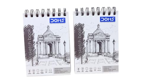Image of Doms A6 Sketchbook Pack of 2 Pcs, 150 GSM, 50 Sheets, Medium Surface, Spiral Bound, Natural Paper Shade, for Crayons, Pastels, Graphite, Charcoal, Paints Pack of 2 pcs