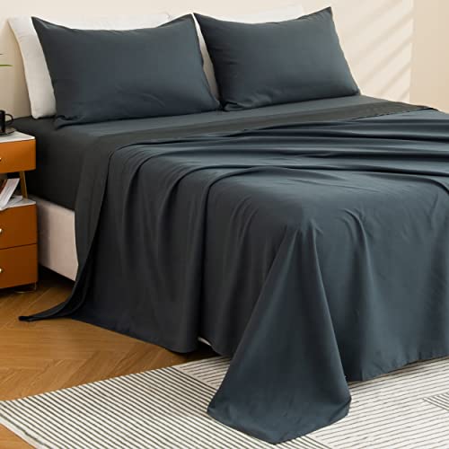 Alpine Swiss 4 Piece Microfiber Bed Sheet Set Queen Super Soft Hotel Luxury Bedding Pillowcases Sheets 16 inch Deep Pocket Gray