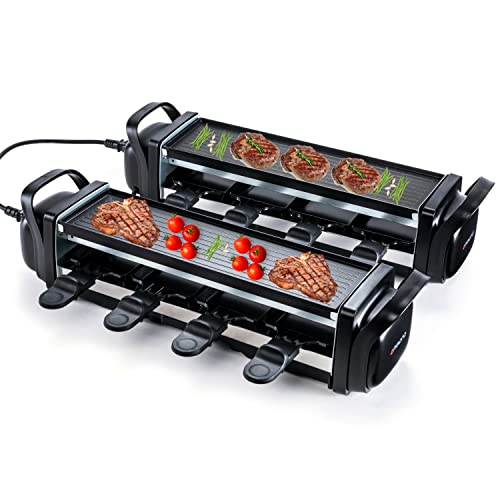 Ambiano Raclette 8 Personen | Raclette Grill | GS-geprüft | Raclettegerät | Raclettegrill | Antihaftbeschichtung | Tischgrill | Grillplatte | antihaftbeschichtet | 8 Pfannen und Spatel | 1200 W Cover